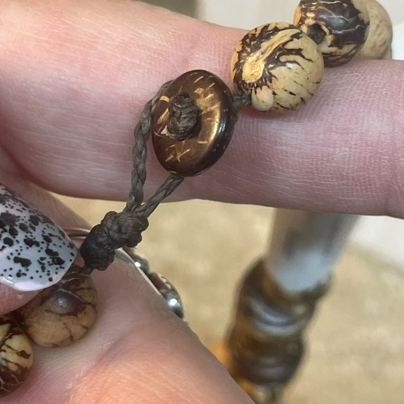 TAGUA NUT BEAUTIFULLY DESIGNED NATURAL & BROWN STYLIZED EXTRA LONG NECKLACE FT - Picture 6 of 9